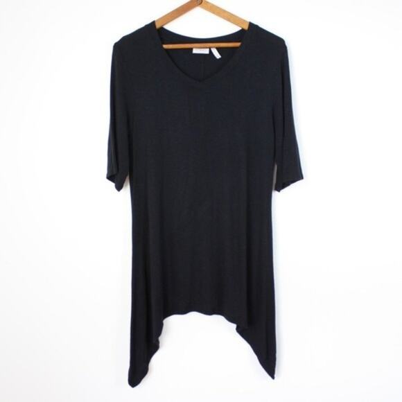 LOGO By Lori Goldstein Tunic Women's Size Small Black Basic Top - Picture 1 of 4